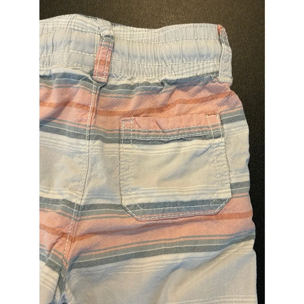 OshKosh Bgosh Toddler Boys Striped Cotton Shorts Blue Orange White 3T 1579